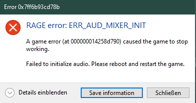 ERR_AUD_MIXER_INIT #1